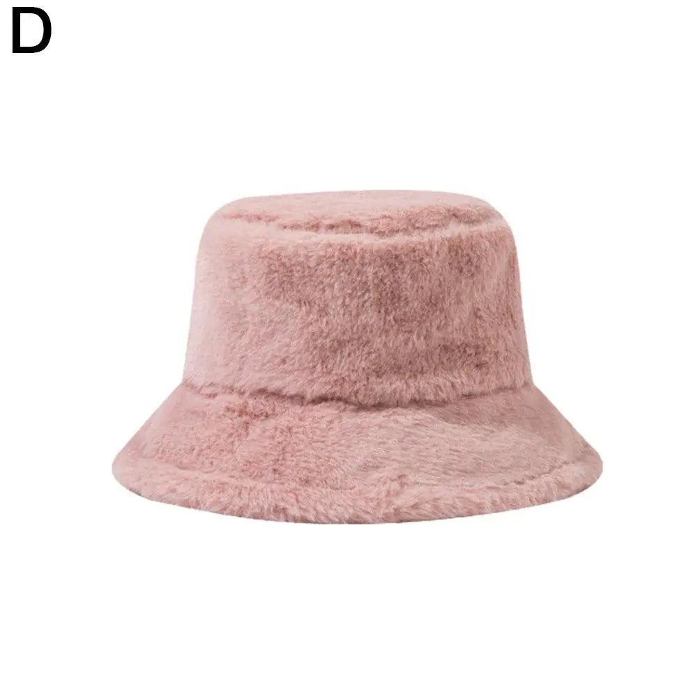 Plush Winter Wide Brim Bucket Hat