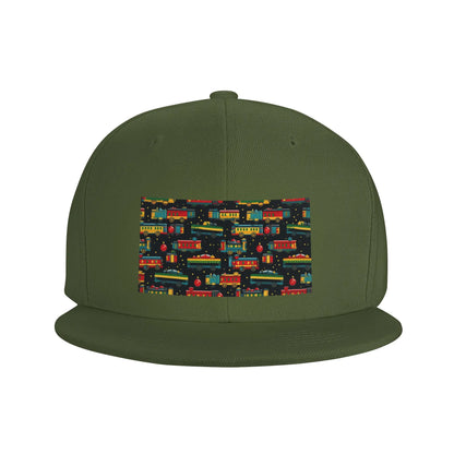 Cartoon Train Model Print Snapback Cap