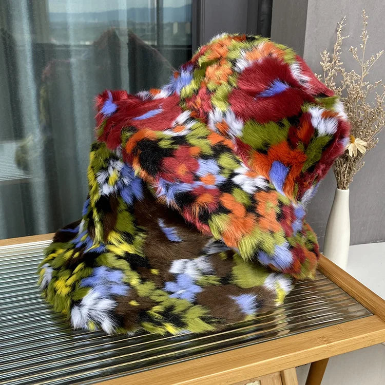Korean Faux Fur Long Hair Winter Bucket Hat