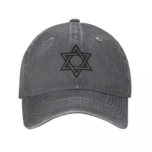 Happy Hanukkah Star of David Denim Baseball Cap