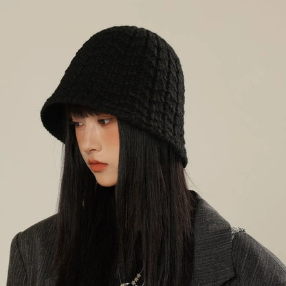 Women's Knitted Solid Color Autumn Winter Bucket Hat