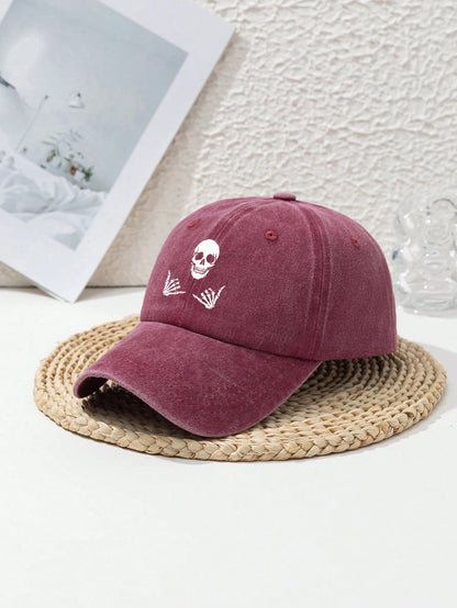 Skull Print Duckbill Baseball Cap