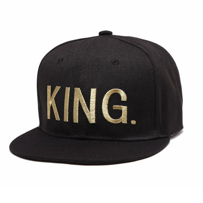 Unisex KING QUEEN Golden Thread Embroidery Hip-hop Hats