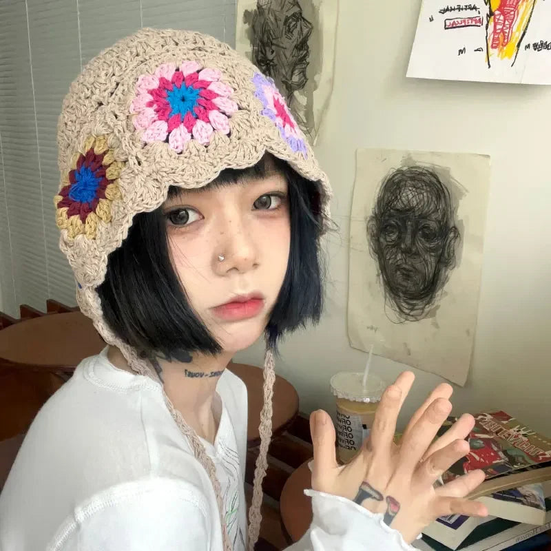 Bohemian Mori Crochet Flower Bucket Hat
