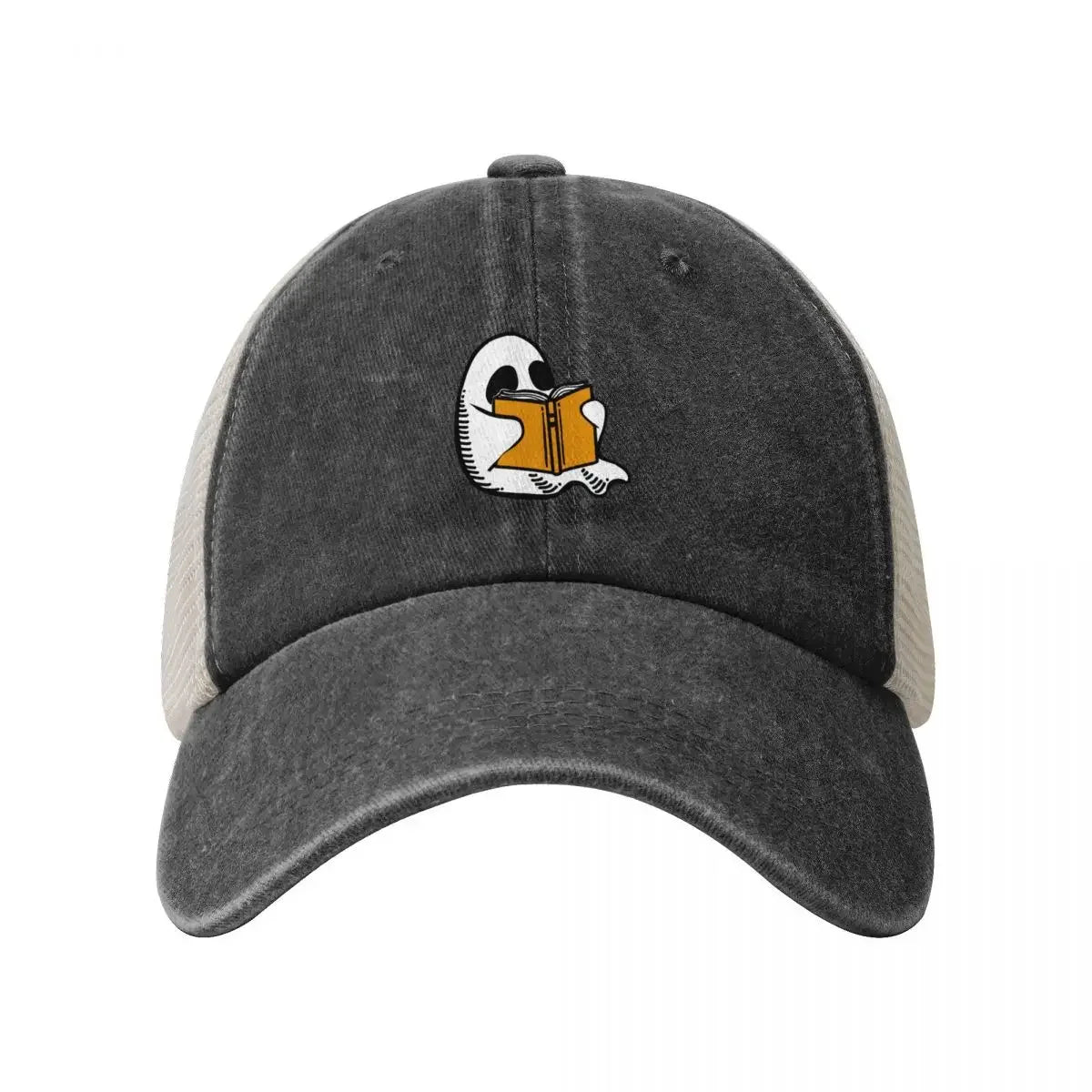 Booooks Halloween Ghost Cowboy Vintage Mesh Baseball Cap