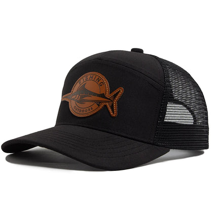 Shark Leather Trucker Mesh Baseball Cap