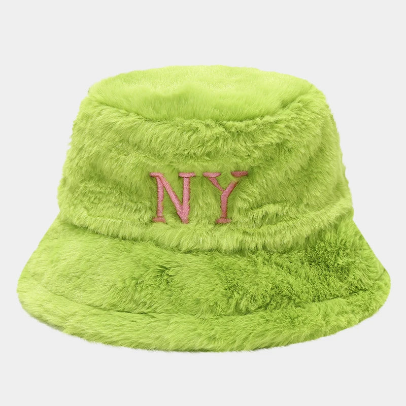 Fur-Lined Embroidered Bucket Hat