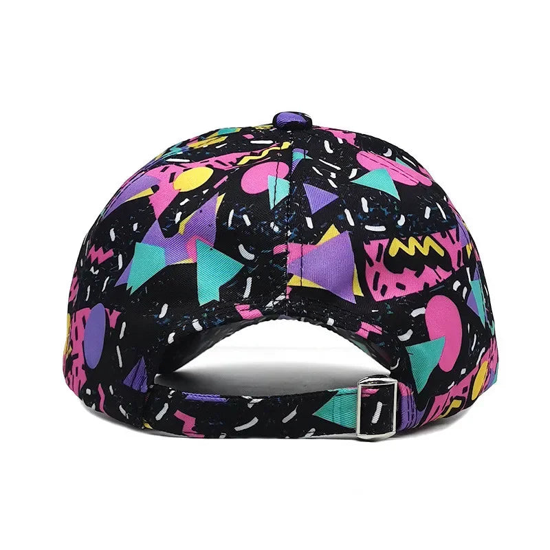 Spring Polyester Graffiti Print Adjustable Unisex Baseball Cap