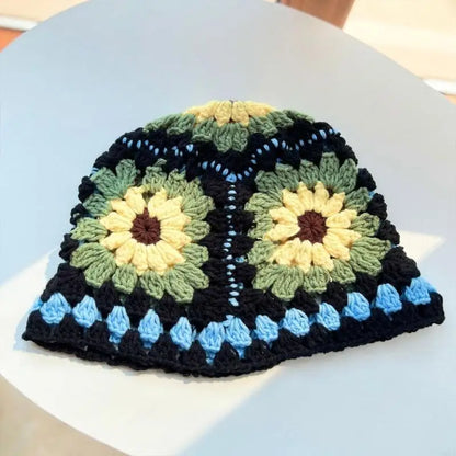 Summer Sunproof Crochet Flower Fisherman Bucket Hat