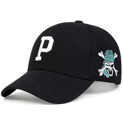 P Letter Side Pirate Embroidery Baseball Cap