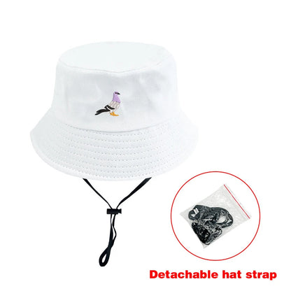 Unisex Embroidered Pigeon Bucket Hat