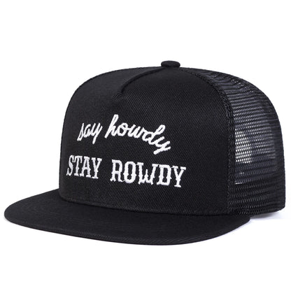 Unisex Stay Rowdy Embroidery Hip-hop Net Hats
