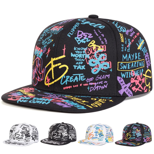 Colorful Letter Graffiti Hip Hop Snapback Cap