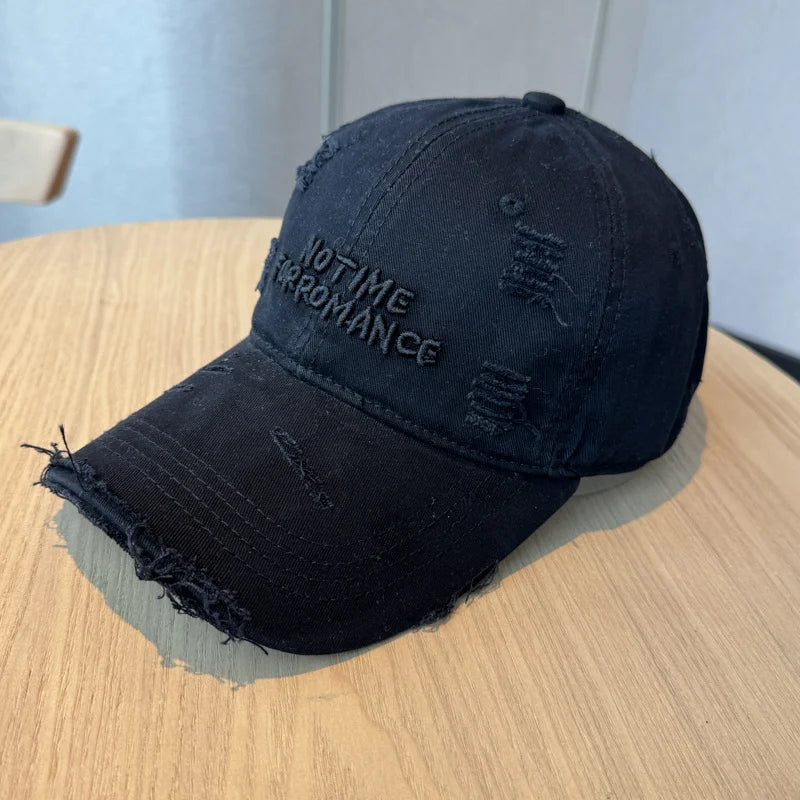 Distressed Washed 3D Embroidered Slim Visor Baseball Cap