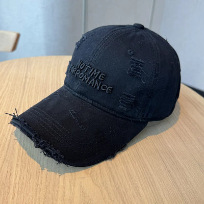 Distressed Washed 3D Embroidered Slim Visor Baseball Cap