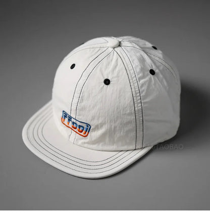 Retro Embroidered Flat Brim Trucker Hat