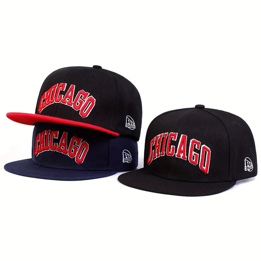 Chicago Letter Embroidered Cotton Snapback Cap