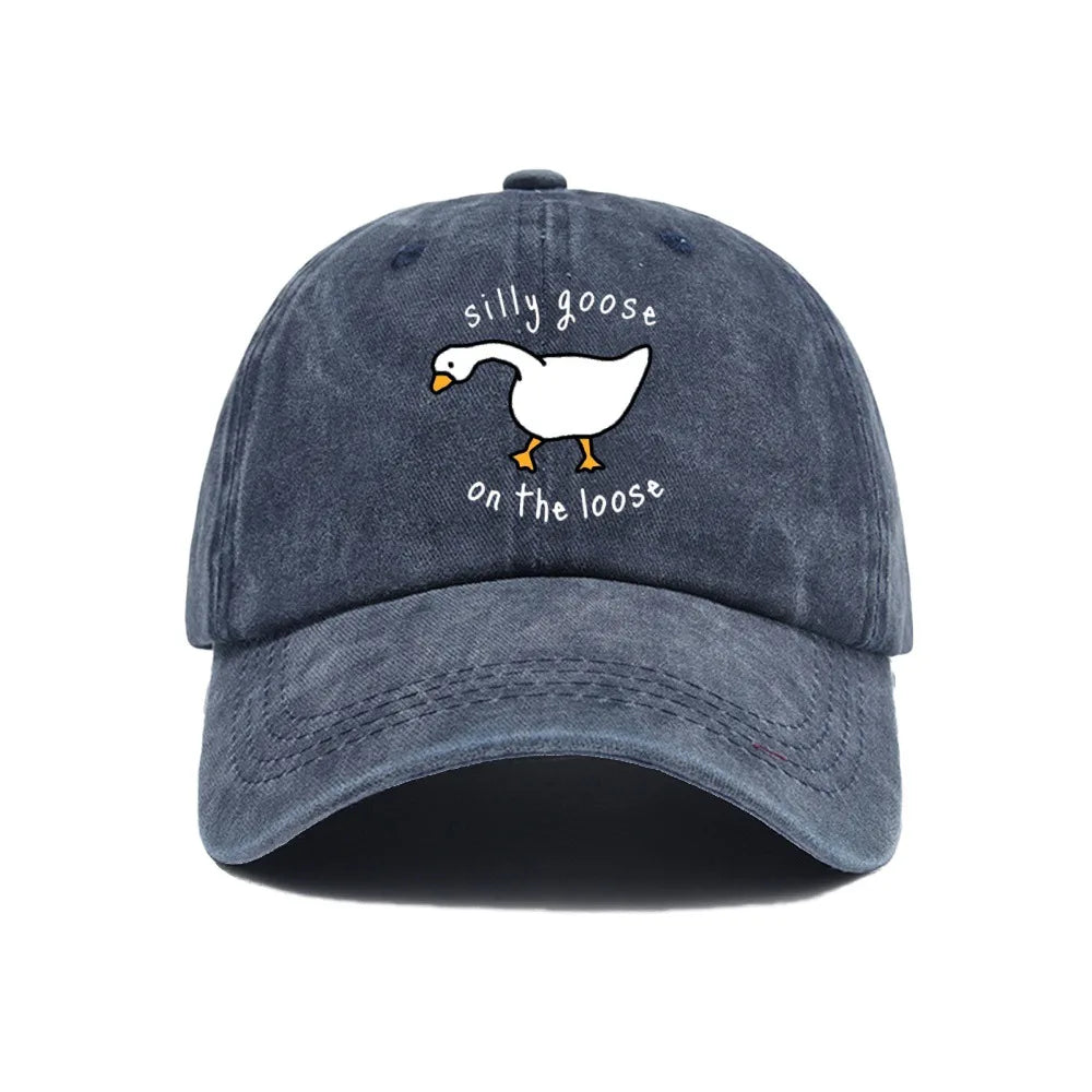 Big Goose Print Soft Top Baseball Cap
