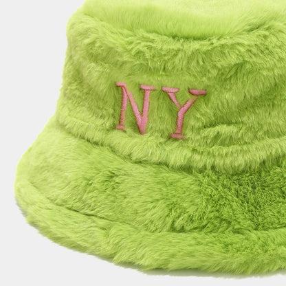 Fur-Lined Embroidered Bucket Hat
