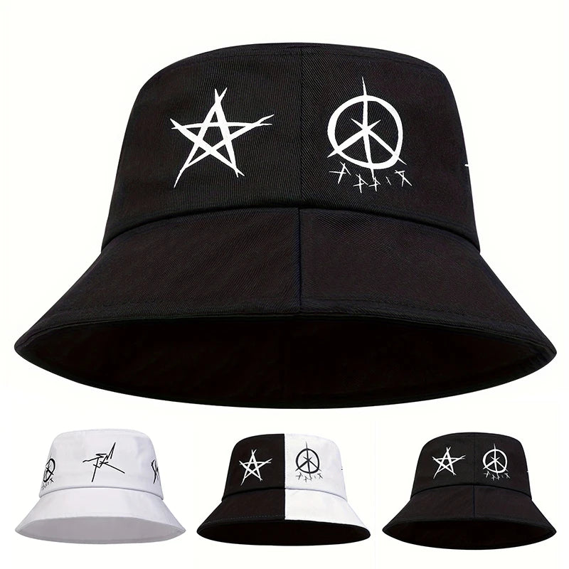 Eyes Graffiti Printed Fisherman Hat Outdoor Fishing Sun Hat