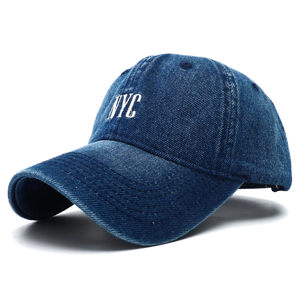 Unisex Vintage NYC Embroidery Washed Denim Baseball Cap