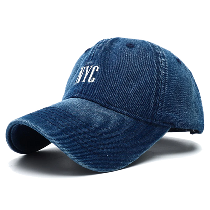 Unisex Vintage NYC Embroidery Washed Denim Baseball Cap