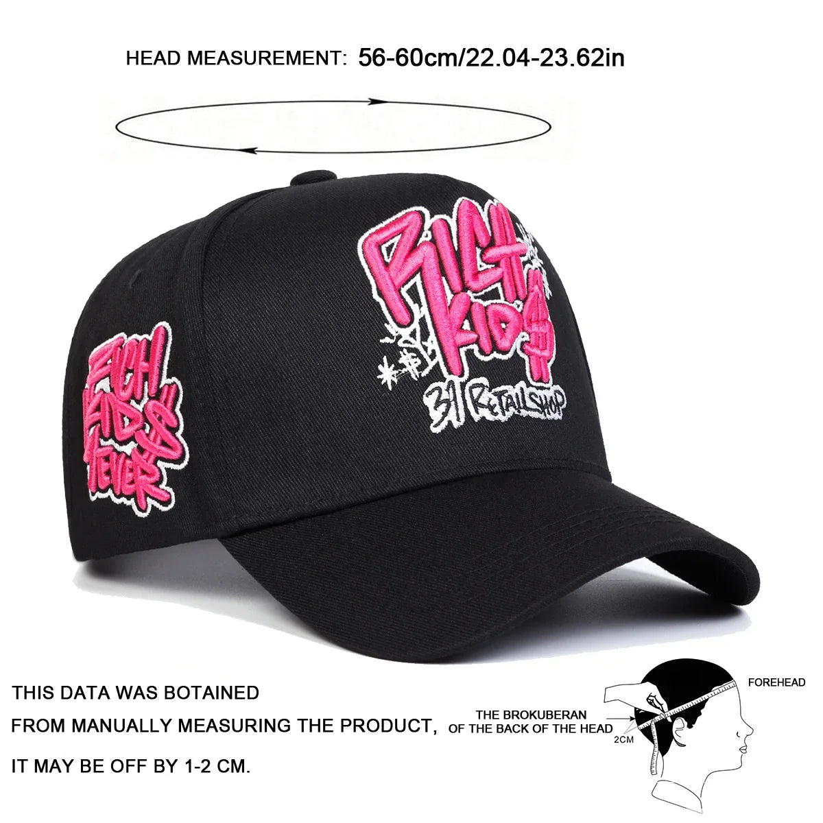 Unisex Rich Kios Letter Embroidered Casual Baseball Cap
