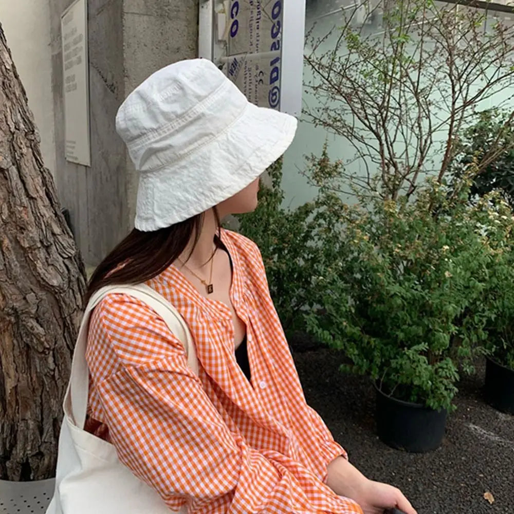 Solid Color Breathable Sunscreen Bucket Hat
