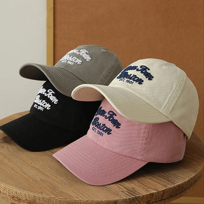 Vintage Korean Letter Duck Tongue Baseball Cap