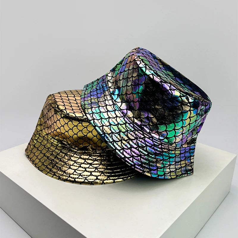 Shiny PU Leather Colorful Bucket Hats