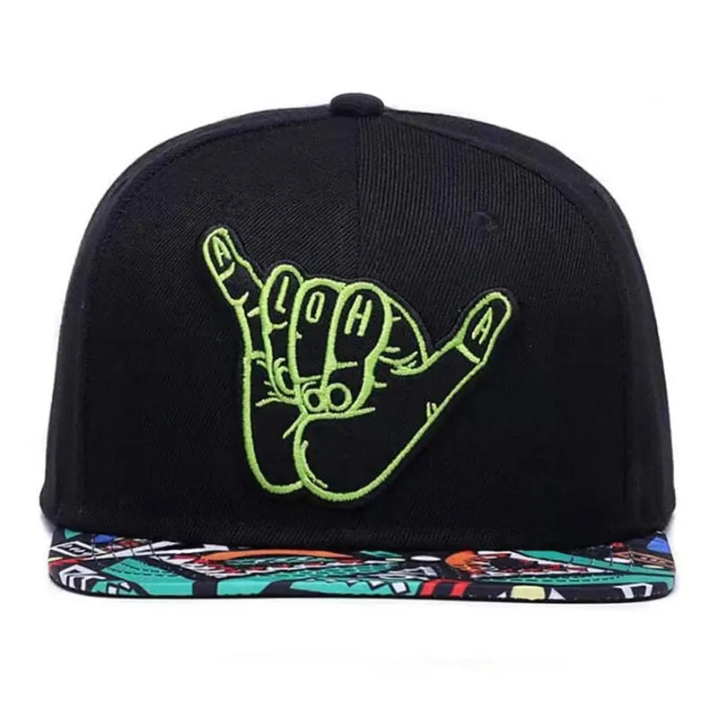 Unisex Green Fingers 6 Embroidery Hip-hop Hats