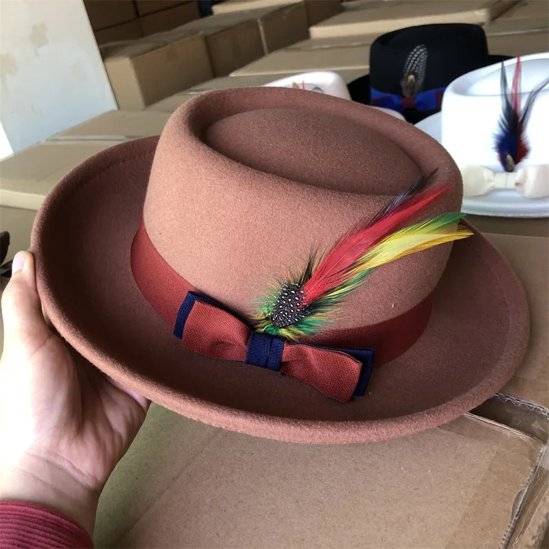 Men Women Autumn Winter Pork Pie Fedora Jazz Hat