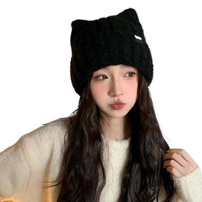 Cute Cat Ear Wool Winter Bucket Hat