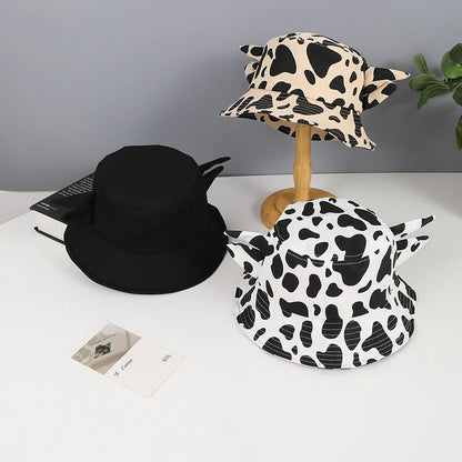 Vintage Cow Print Horn Bucket Hat