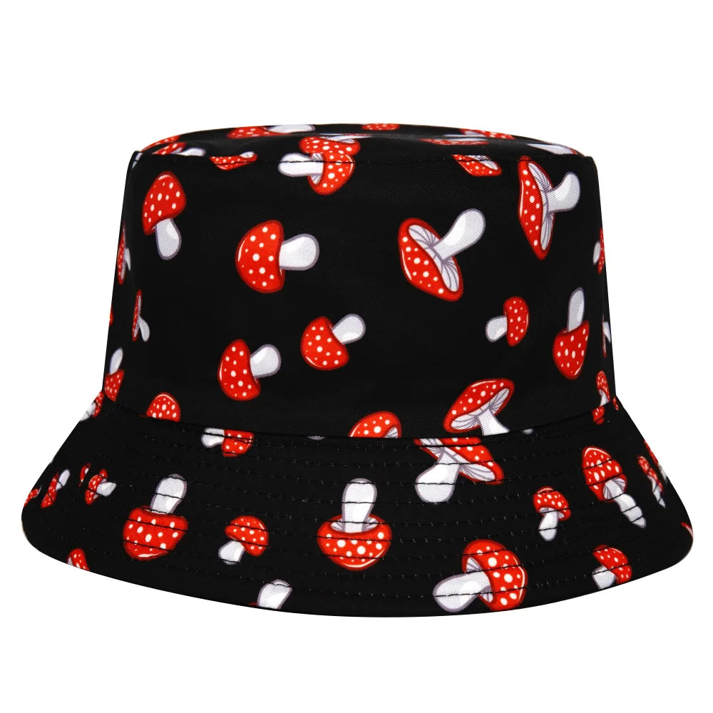Fashion Mushroom Print Double Sided Bucket Hat