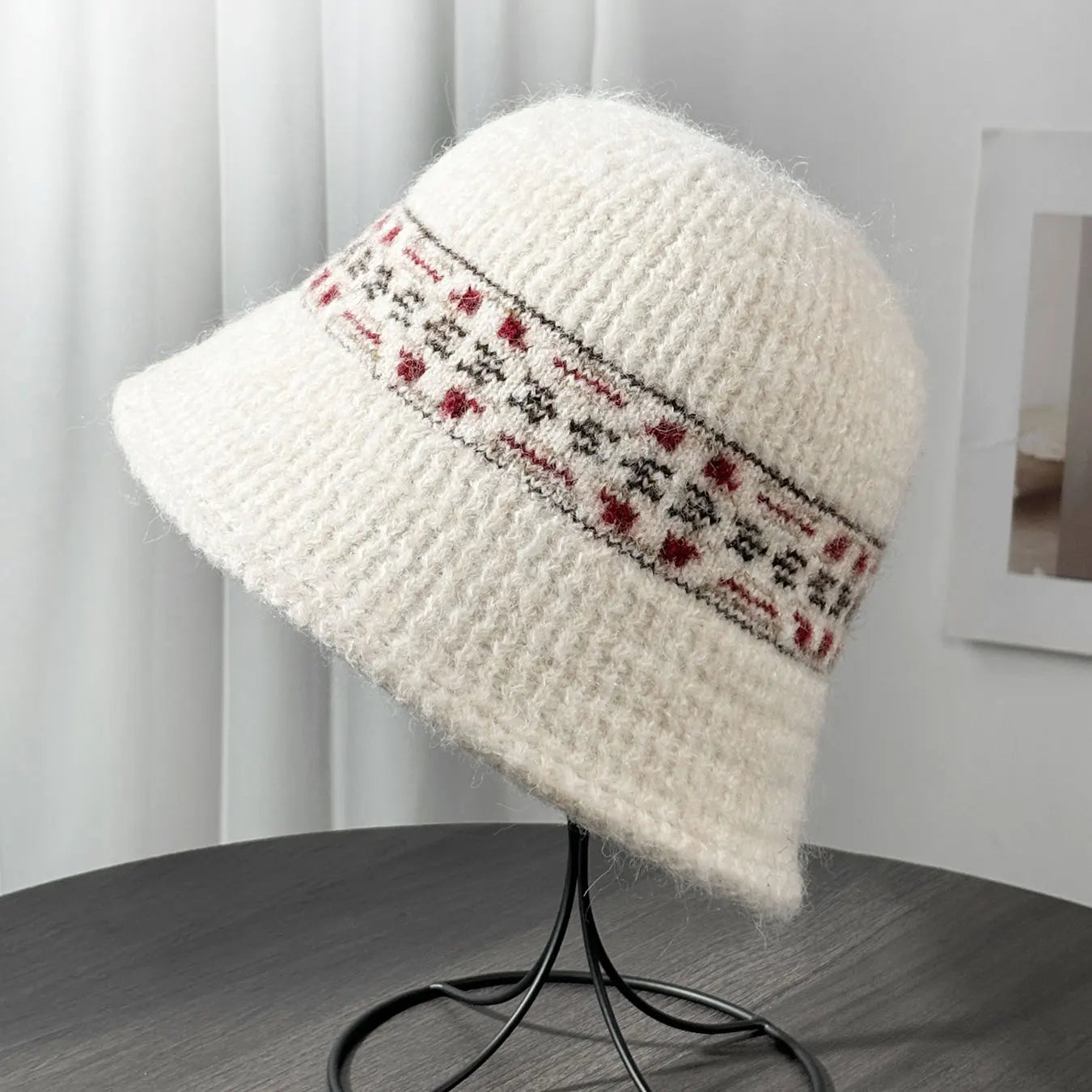 Vintage Fair Isle Wool Winter Bucket Hat