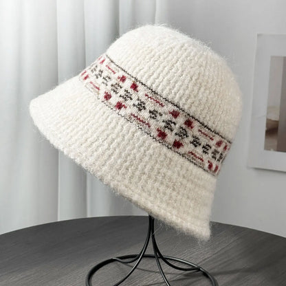 Vintage Fair Isle Wool Winter Bucket Hat
