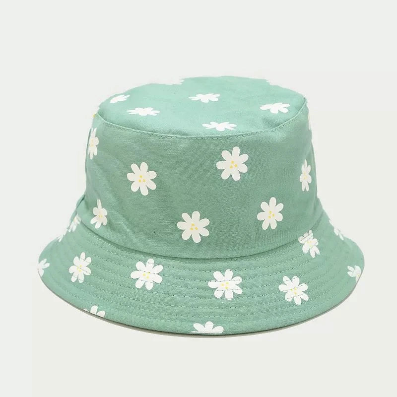 Korean Flower Printed Double Sided Bucket Hat