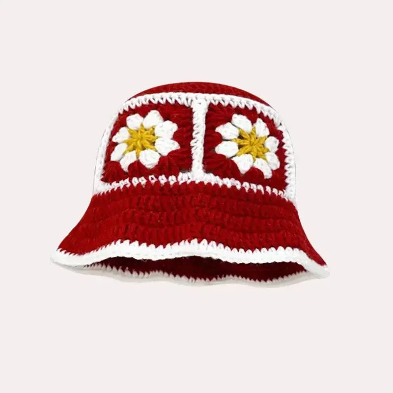 New Korean Handmade Crochet Flower Bucket Hat