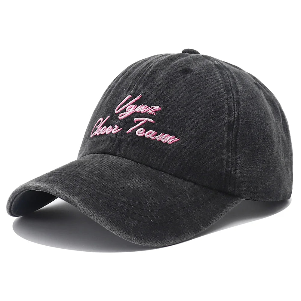 Unisex Letter Embroidery Washed Cotton Baseball Cap