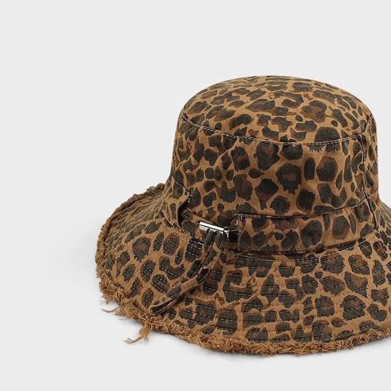 Leopard Punk Large Brim Bucket Hat