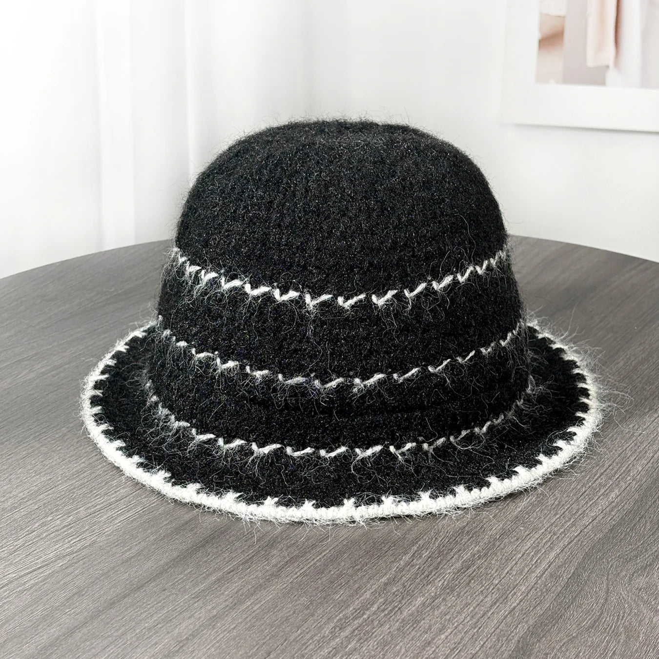 Plush Striped Winter Bucket Hat