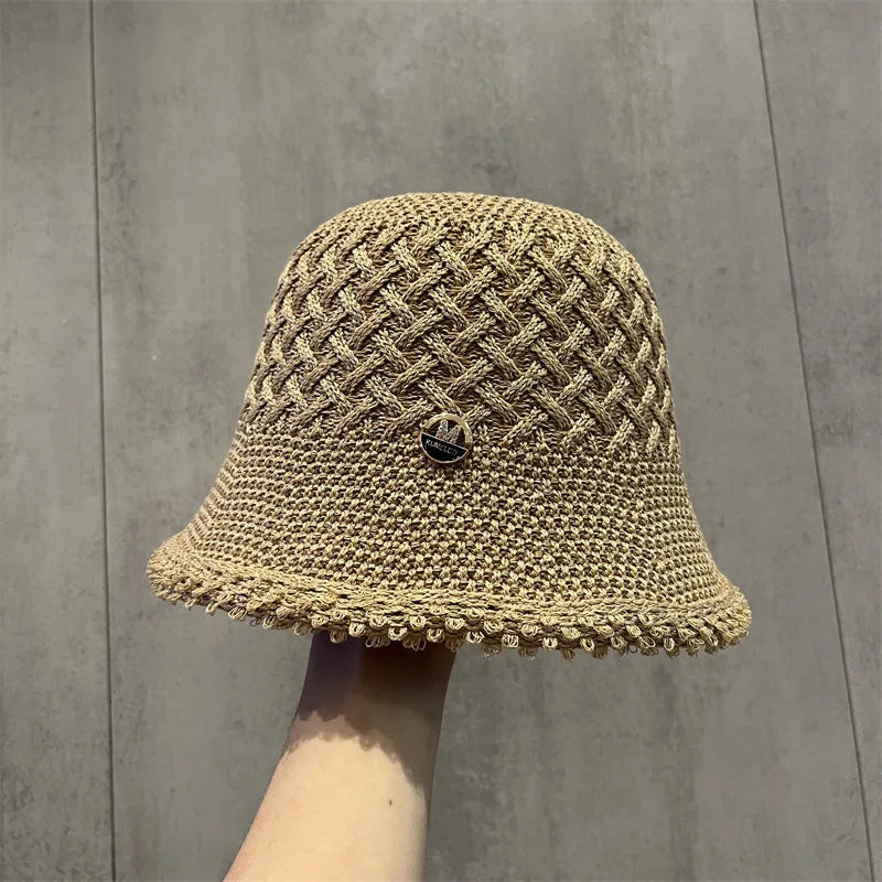 Japanese Minimalist Hollow Bucket Hat Women