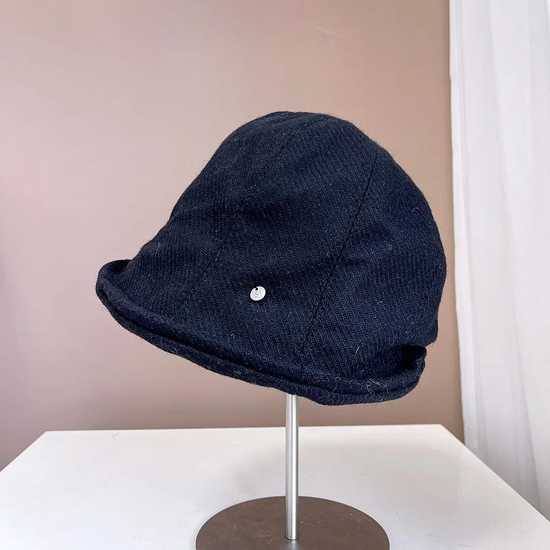 Japanese Retro Wool Crimped Bucket Hat