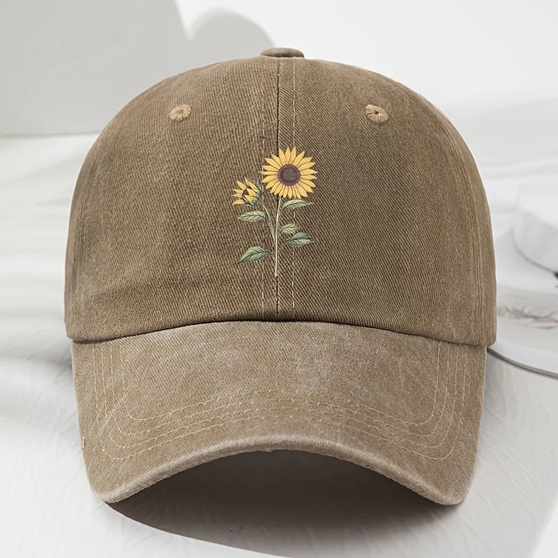Retro Sunflower Pattern Dad Baseball Hat