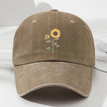 Retro Sunflower Pattern Dad Baseball Hat
