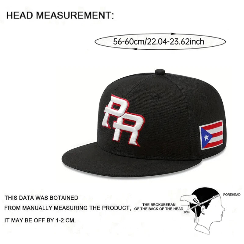 PR Side Flag Embroidered Flat Snapback Cap