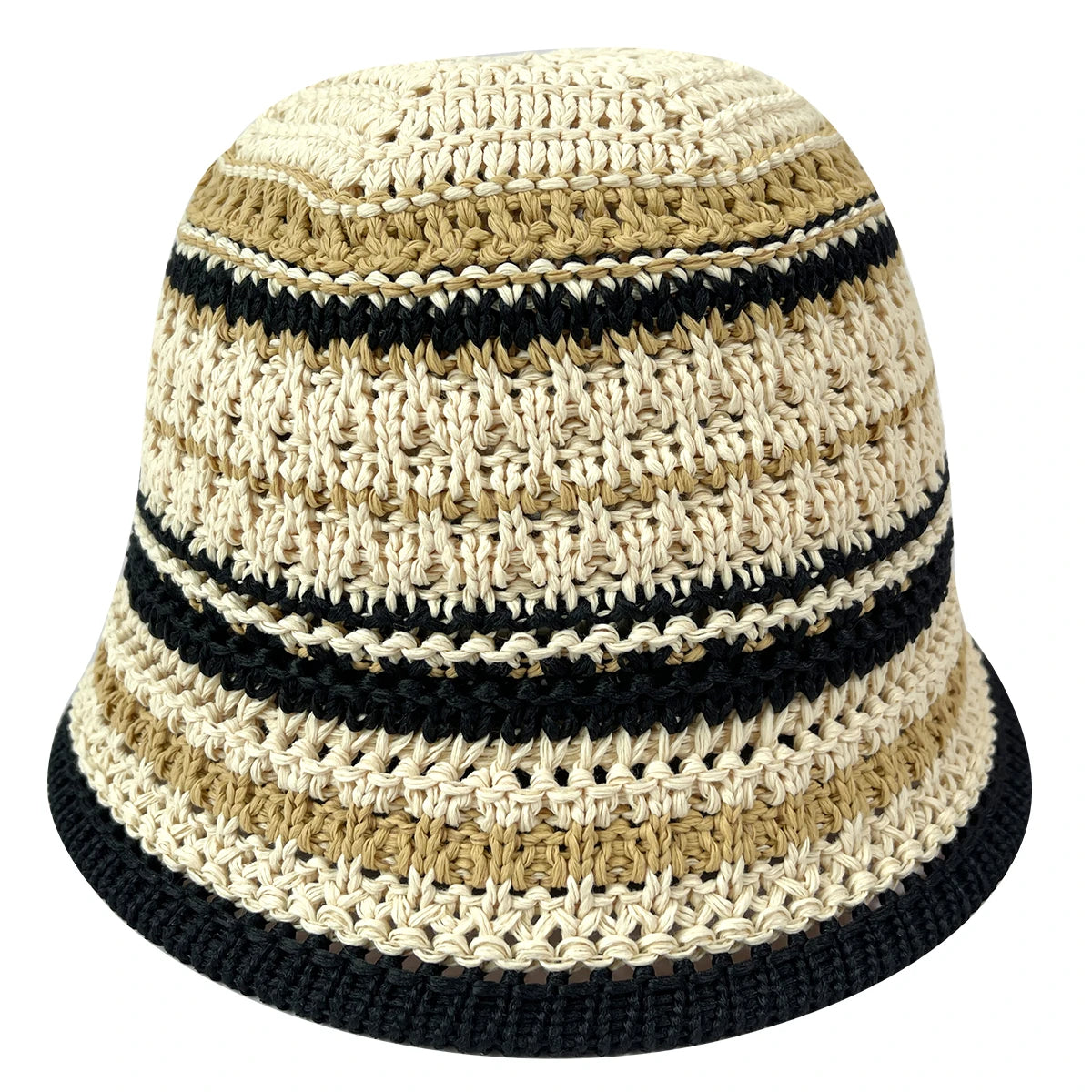 Womens Colorful Striped Knitted Travel Bucket Hat