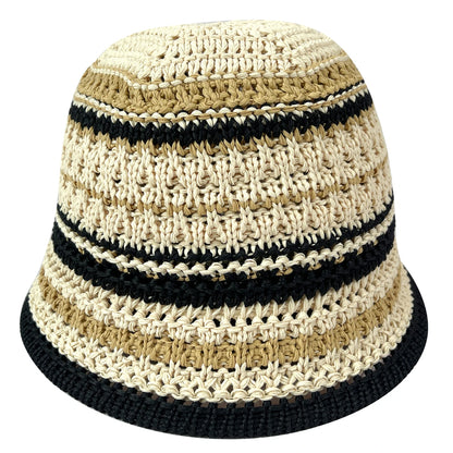 Womens Colorful Striped Knitted Travel Bucket Hat