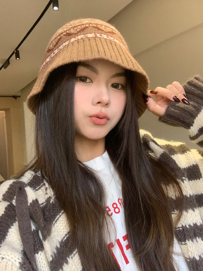 Fair Isle Wool Knit Winter Bucket Hat